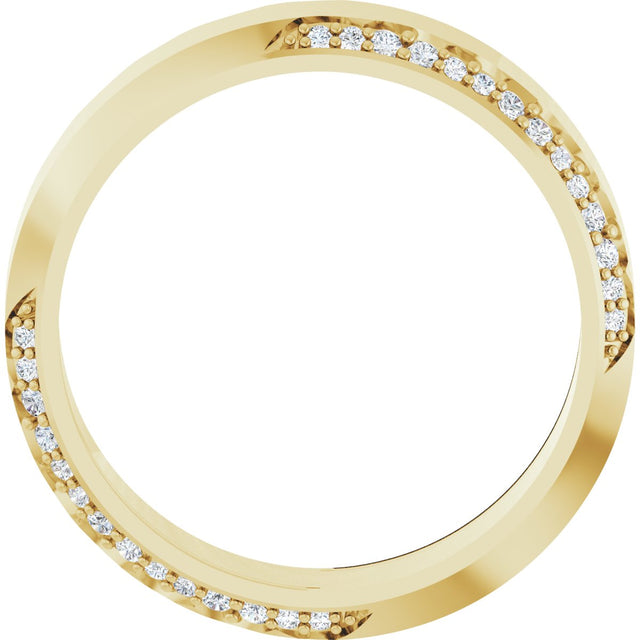 14K Gold Round Natural Diamond Scalloped Beveled-Edge Accented Band - 1.1mm Stones - Yellow Gold - view 2