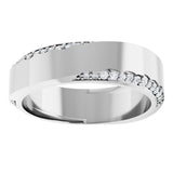 14K Gold Round Natural Diamond Scalloped Beveled-Edge Accented Band - 1.1mm Stones - White Gold - view 3