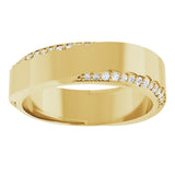 14K Gold Round Natural Diamond Scalloped Beveled-Edge Accented Band - 1.1mm Stones - Yellow Gold - view 3
