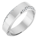 14K Gold Round Natural Diamond Scalloped Beveled-Edge Accented Band - 1.1mm Stones - White Gold