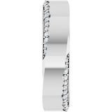 14K Gold Round Natural Diamond Scalloped Beveled-Edge Accented Band - 1.1mm Stones - White Gold - view 4