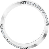 14K Gold Round Natural Diamond Scalloped Beveled-Edge Accented Band - 1.1mm Stones - White Gold - view 2