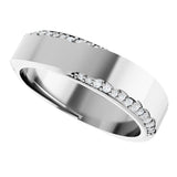 14K Gold Round Natural Diamond Scalloped Beveled-Edge Accented Band - 1.1mm Stones - White Gold - view 5