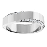 Platinum Round Natural Diamond Scalloped Beveled-Edge Accented Band - 1.1mm Stones - view 3