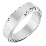 Platinum Round Natural Diamond Scalloped Beveled-Edge Accented Band - 1.1mm Stones