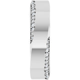 14K Gold Round Natural Diamond Scalloped Beveled-Edge Accented Band - 1.1mm Stones - White Gold - view 4