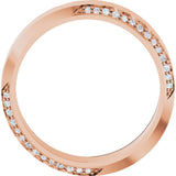 14K Gold Round Natural Diamond Scalloped Beveled-Edge Accented Band - 1.1mm Stones - Rose Gold - view 2