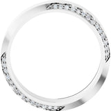 14K Gold Round Natural Diamond Scalloped Beveled-Edge Accented Band - 1.1mm Stones - White Gold - view 2