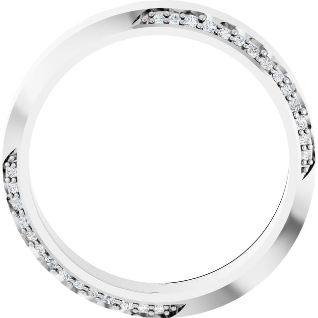 14K Gold Round Natural Diamond Scalloped Beveled-Edge Accented Band - 1.1mm Stones - White Gold - view 2