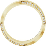 14K Gold Round Natural Diamond Scalloped Beveled-Edge Accented Band - 1.1mm Stones - Yellow Gold - view 2
