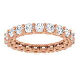 14K Gold Round Natural Diamond Low Profile Eternity Band - 3mm Stones - Rose Gold - view 3