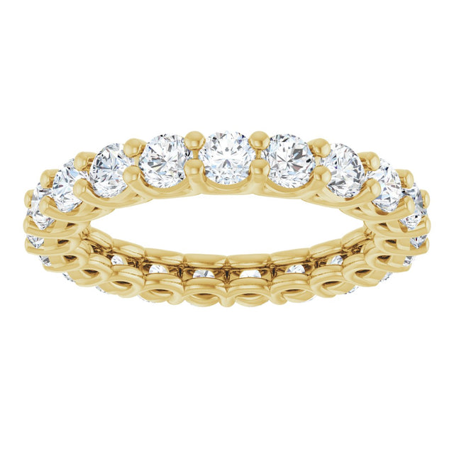 14K Gold Round Lab-Grown Diamond Low Profile Eternity Band - 3mm Stones - Yellow Gold - view 3