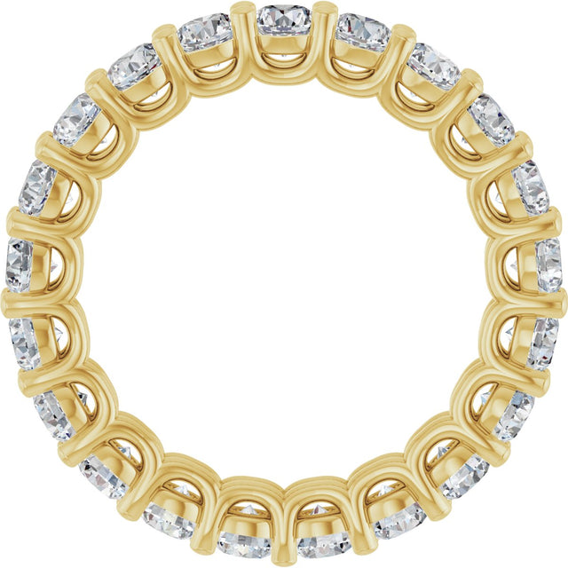 14K Gold Round Natural Diamond Low Profile Eternity Band - 3mm Stones - Yellow Gold - view 2