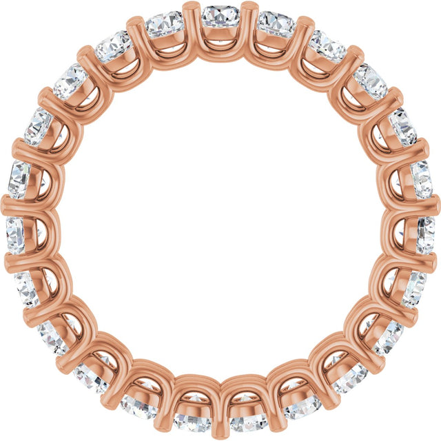 14K Gold Round Lab-Grown Diamond Low Profile Eternity Band - 3mm Stones - Rose Gold - view 2