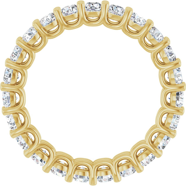 14K Gold Round Natural Diamond Low Profile Eternity Band - 3mm Stones - Yellow Gold - view 2