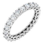 14K Gold Round Natural Diamond Low Profile Eternity Band - 3mm Stones - White Gold