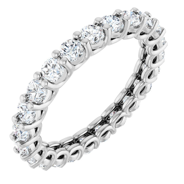 14K Gold Round Natural Diamond Low Profile Eternity Band - 3mm Stones - White Gold