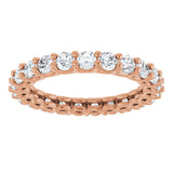 14K Gold Round Lab-Grown Diamond Low Profile Eternity Band - 3mm Stones - Rose Gold - view 3