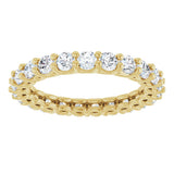 14K Gold Round Natural Diamond Low Profile Eternity Band - 3mm Stones - Yellow Gold - view 3