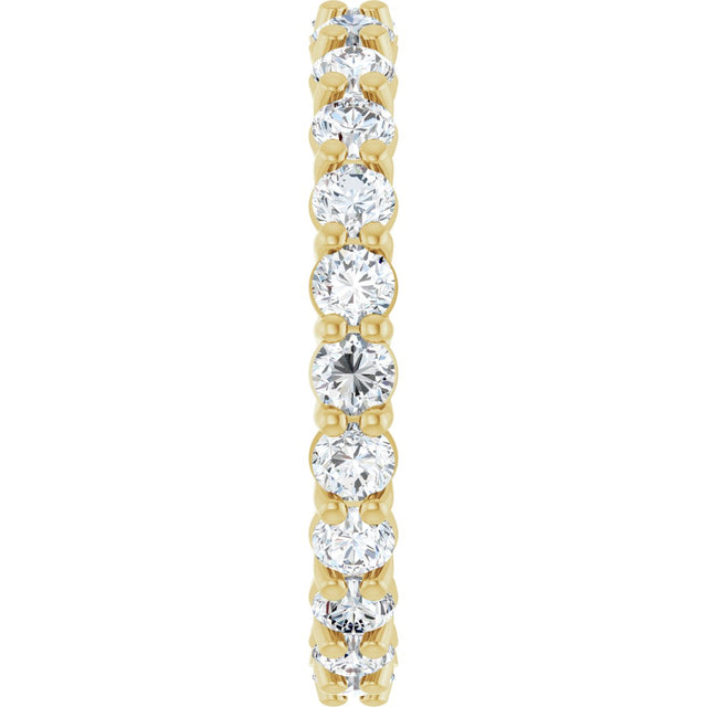 14K Gold Round Natural Diamond Low Profile Eternity Band - 3mm Stones - Yellow Gold - view 4
