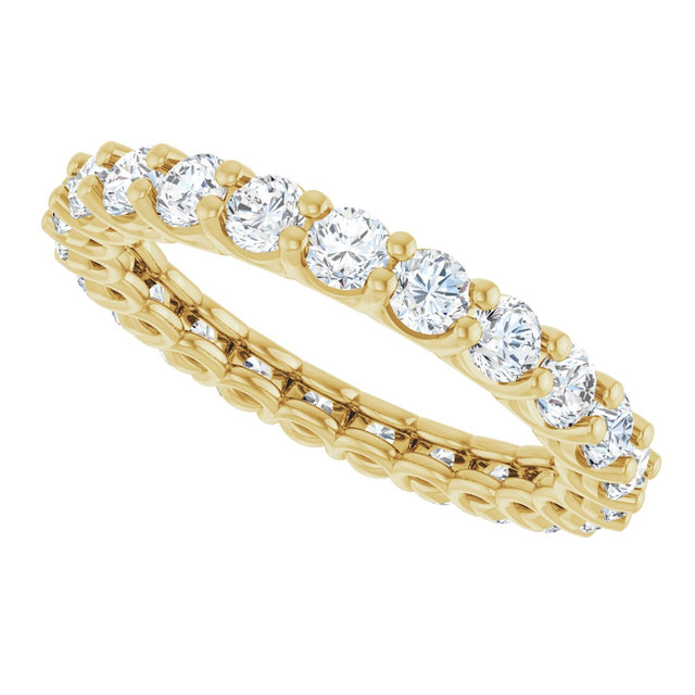 14K Gold Round Lab-Grown Diamond Low Profile Eternity Band - 3mm Stones - Yellow Gold - view 5