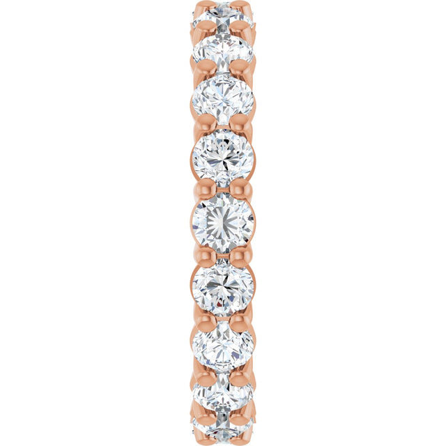 14K Gold Round Natural Diamond Low Profile Eternity Band - 3mm Stones - Rose Gold - view 4