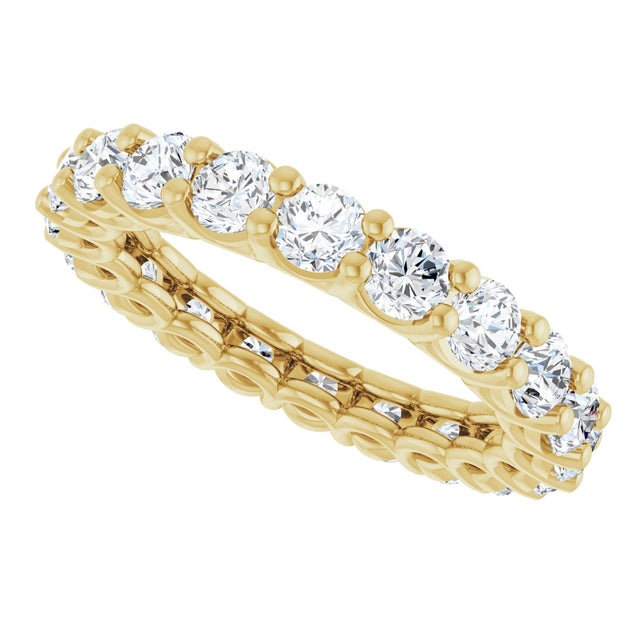 14K Gold Round Natural Diamond Low Profile Eternity Band - 3mm Stones - Yellow Gold - view 5