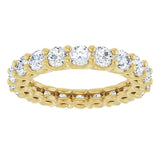 14K Gold Round Natural Diamond Low Profile Eternity Band - 3mm Stones - Yellow Gold - view 3