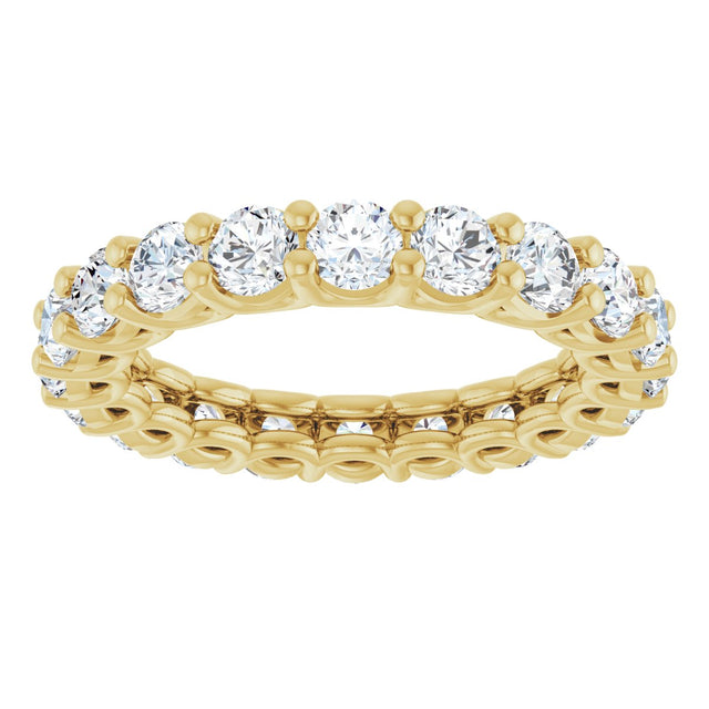 14K Gold Round Natural Diamond Low Profile Eternity Band - 3mm Stones - Yellow Gold - view 3