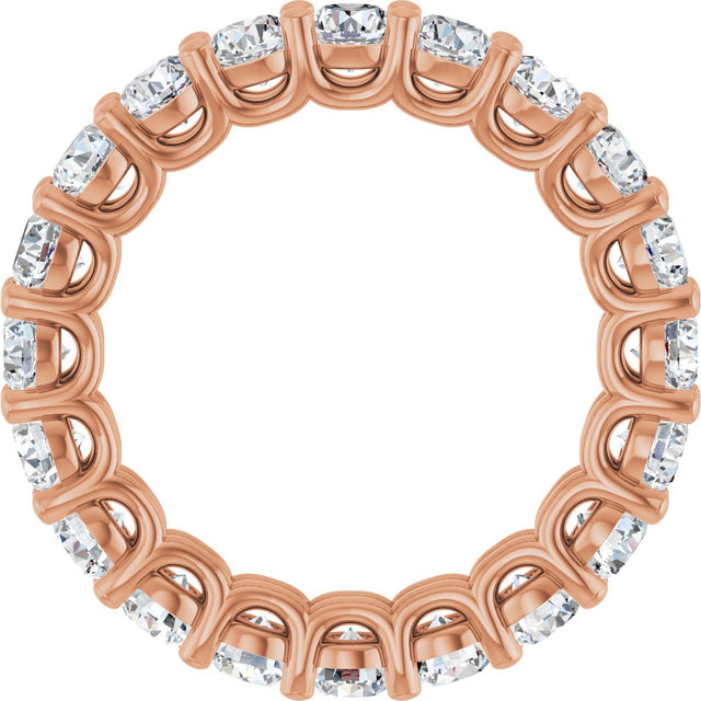 14K Gold Round Natural Diamond Low Profile Eternity Band - 3mm Stones - Rose Gold - view 2