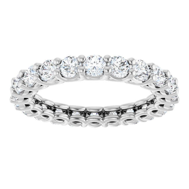 Platinum Round Lab-Grown Diamond Low Profile Eternity Band - 3mm Stones - view 3