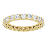 14K Gold Round Natural Diamond Low Profile Eternity Band - 3mm Stones - Yellow Gold - view 3
