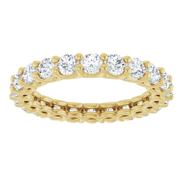 14K Gold Round Natural Diamond Low Profile Eternity Band - 3mm Stones - Yellow Gold - view 3