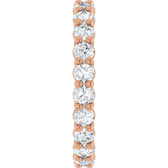 14K Gold Round Lab-Grown Diamond Low Profile Eternity Band - 3mm Stones - Rose Gold - view 4