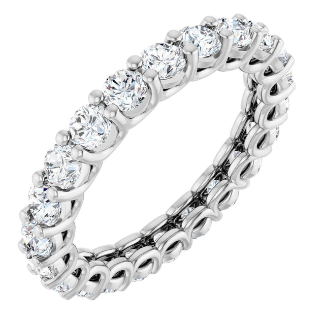 Platinum Round Natural Diamond Low Profile Eternity Band - 3mm Stones