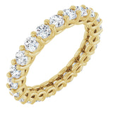 14K Gold Round Natural Diamond Low Profile Eternity Band - 3mm Stones - Yellow Gold