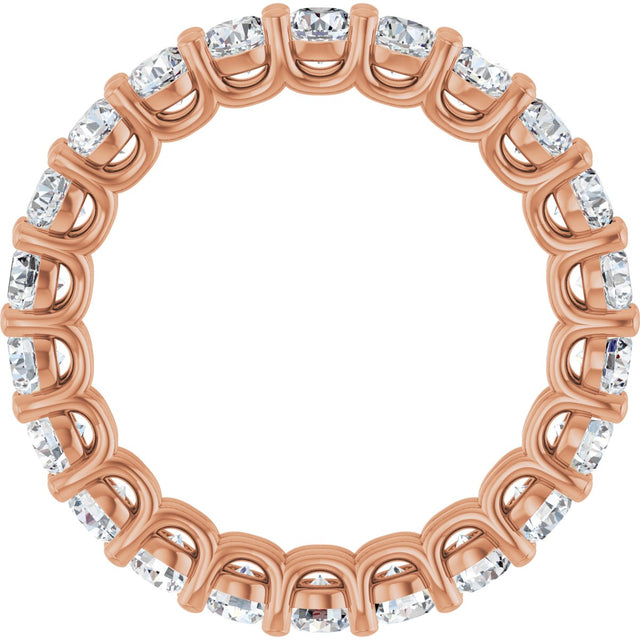 14K Gold Round Natural Diamond Low Profile Eternity Band - 3mm Stones - Rose Gold - view 2