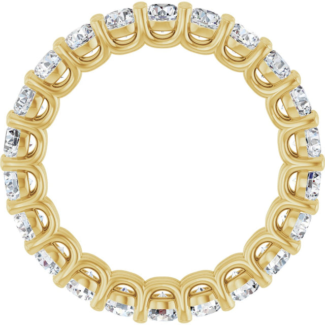 14K Gold Round Natural Diamond Low Profile Eternity Band - 3mm Stones - Yellow Gold - view 2