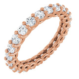 14K Gold Round Natural Diamond Low Profile Eternity Band - 3mm Stones - Rose Gold