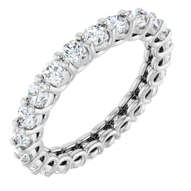 Platinum Round Natural Diamond Low Profile Eternity Band - 3mm Stones