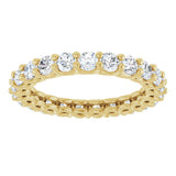 14K Gold Round Natural Diamond Low Profile Eternity Band - 3mm Stones - Yellow Gold - view 3