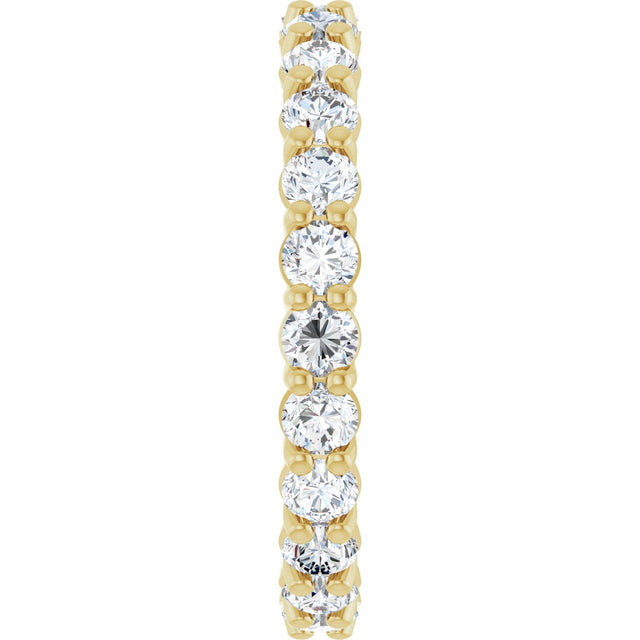 14K Gold Round Natural Diamond Low Profile Eternity Band - 3mm Stones - Yellow Gold - view 4