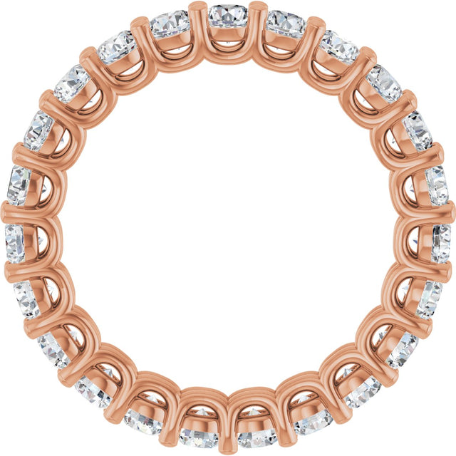 14K Gold Round Natural Diamond Low Profile Eternity Band - 3mm Stones - Rose Gold - view 2