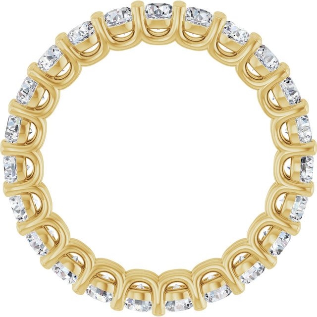 14K Gold Round Natural Diamond Low Profile Eternity Band - 3mm Stones - Yellow Gold - view 2