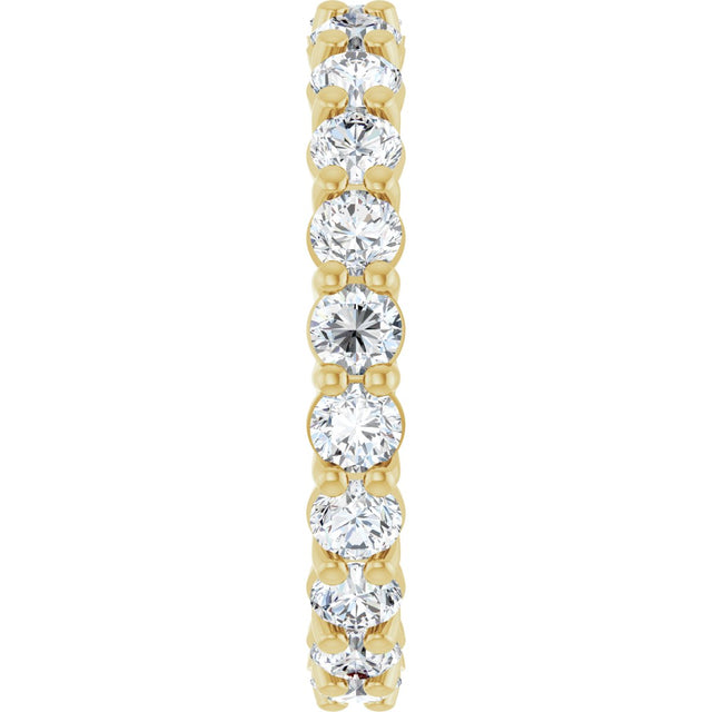 14K Gold Round Natural Diamond Low Profile Eternity Band - 3mm Stones - Yellow Gold - view 4