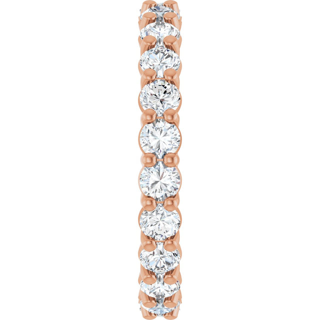 14K Gold Round Natural Diamond Low Profile Eternity Band - 3mm Stones - Rose Gold - view 4