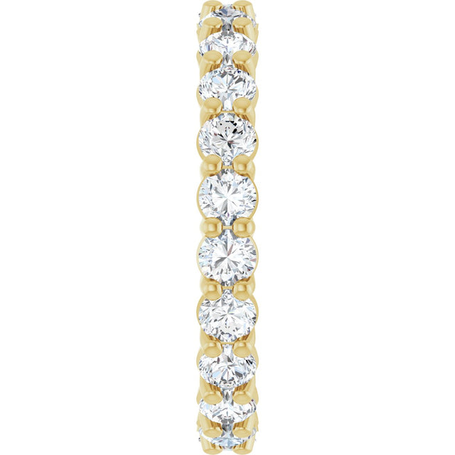14K Gold Round Natural Diamond Low Profile Eternity Band - 3mm Stones - Yellow Gold - view 4