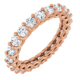 14K Gold Round Natural Diamond Low Profile Eternity Band - 3mm Stones - Rose Gold