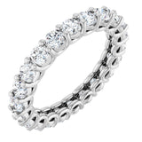 14K Gold Round Natural Diamond Low Profile Eternity Band - 3mm Stones - White Gold
