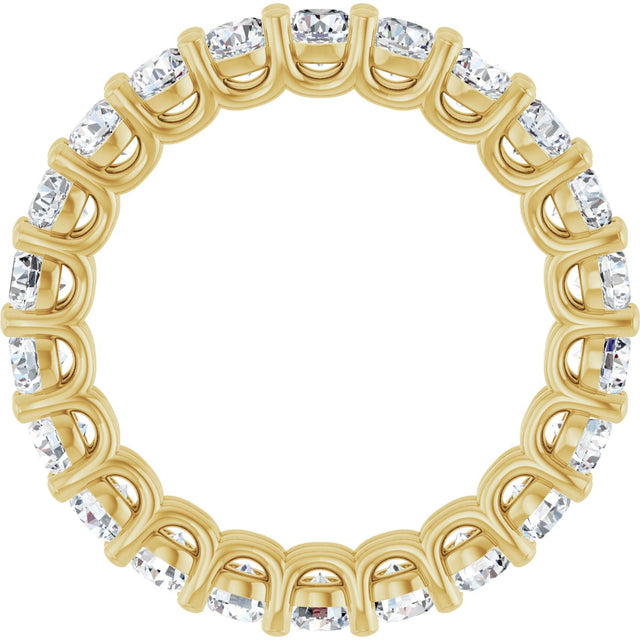 14K Gold Round Natural Diamond Low Profile Eternity Band - 3mm Stones - Yellow Gold - view 2
